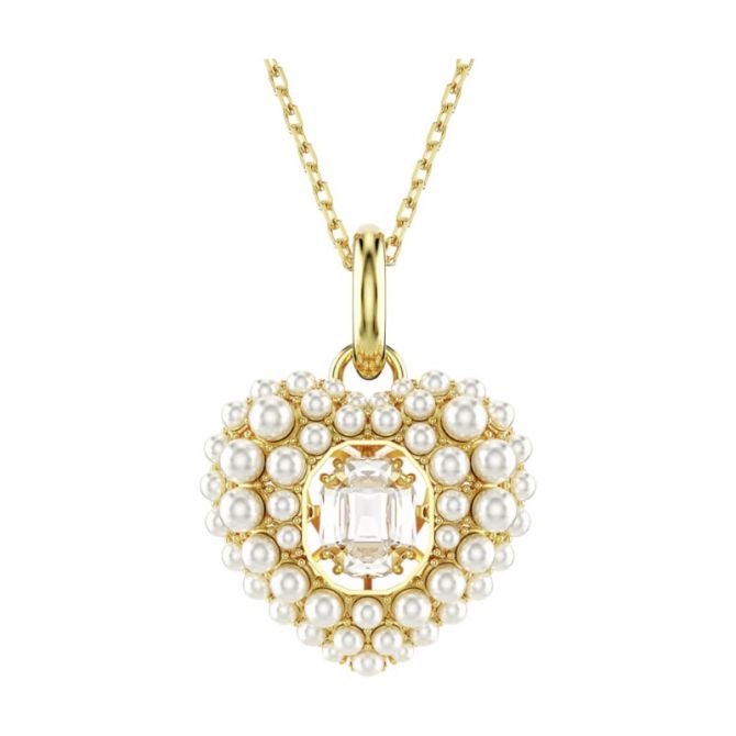Swarovski Hyperbola Heart Pendant Necklace, White and Gold Tone Plated