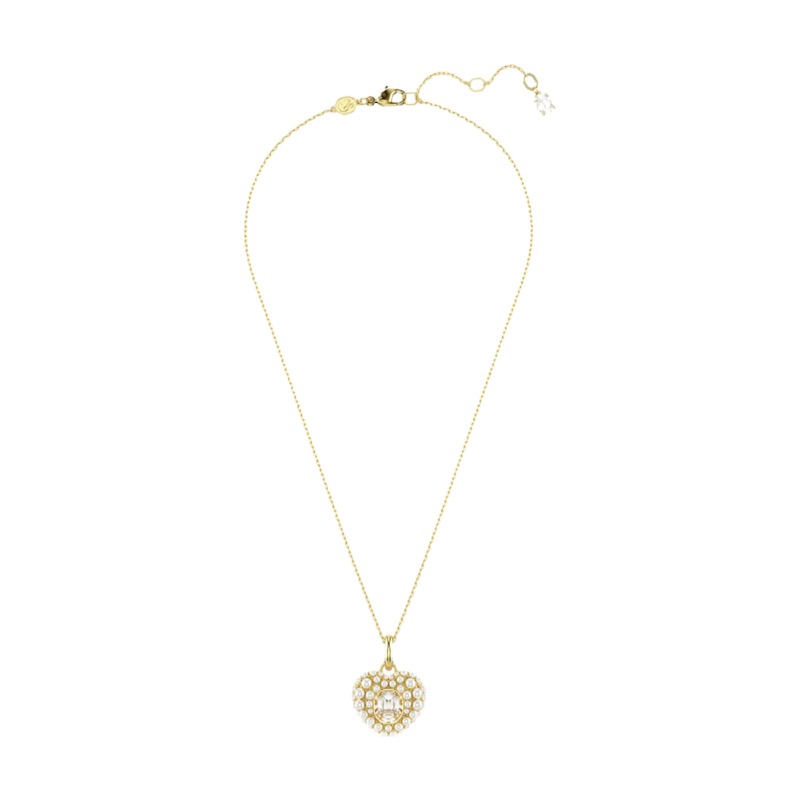 Swarovski Hyperbola Heart Pendant Necklace, White and Gold Tone Plated