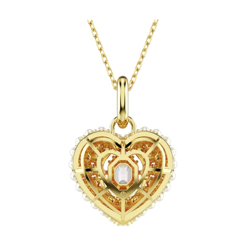 Swarovski Hyperbola Heart Pendant Necklace, White and Gold Tone Plated