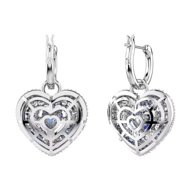 Swarovski Hyperbola Heart Drop Earrings, Blue and Rhodium Plated