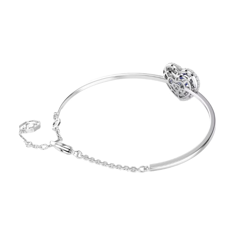 Swarovski Hyperbola Heart Bangle, Blue and Rhodium Plated