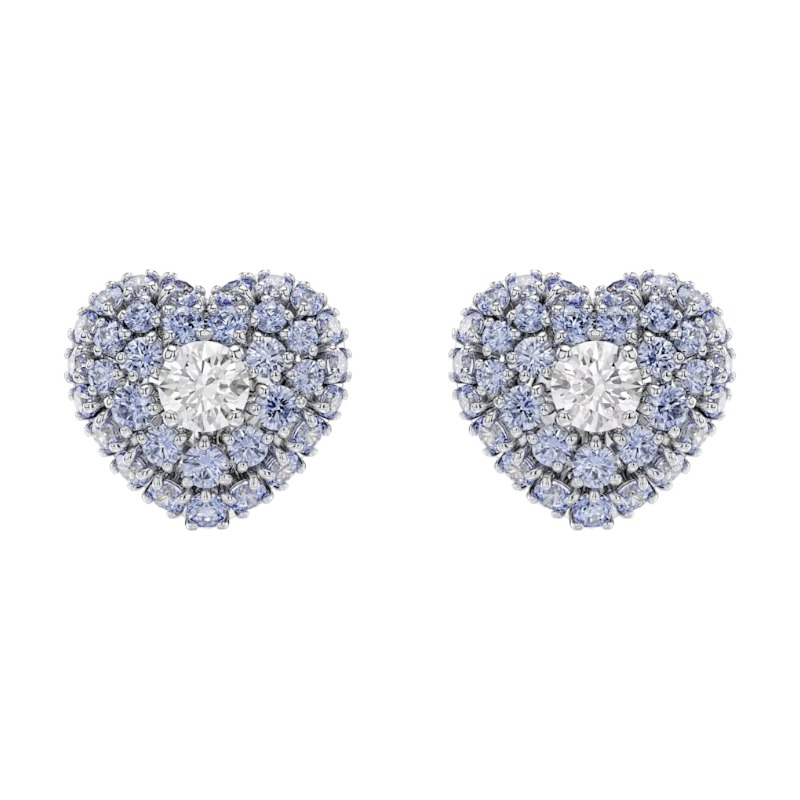 Swarovski Hyperbola Heart Stud Earrings, Blue Rhodium Plated