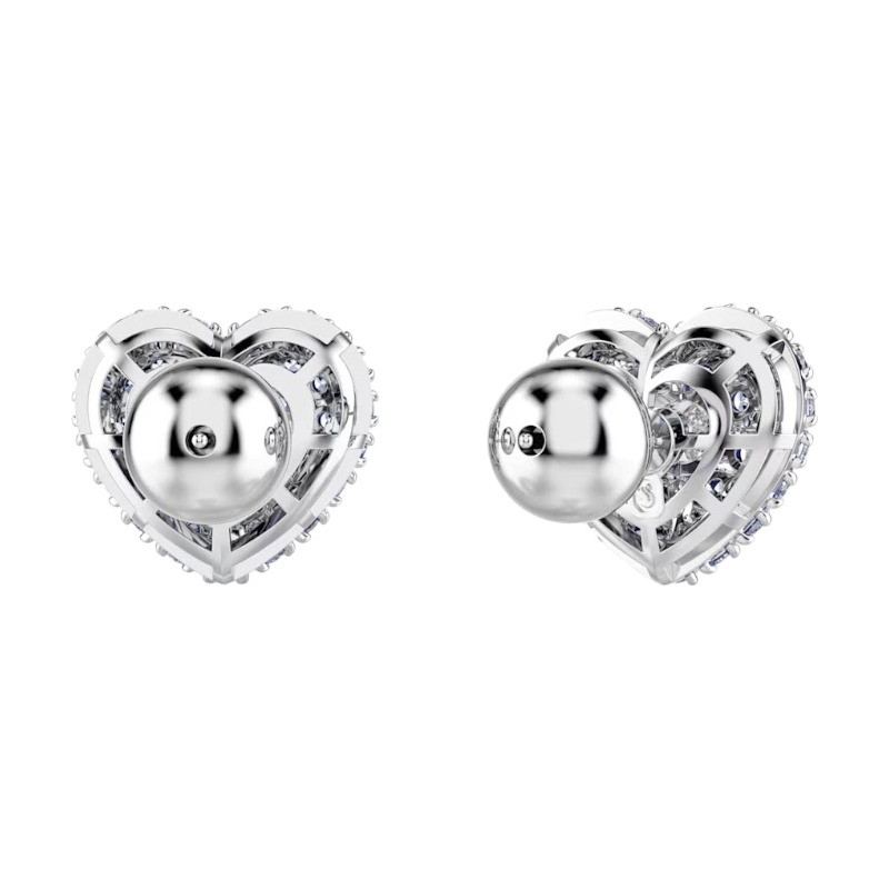 Swarovski Hyperbola Heart Stud Earrings, Blue Rhodium Plated