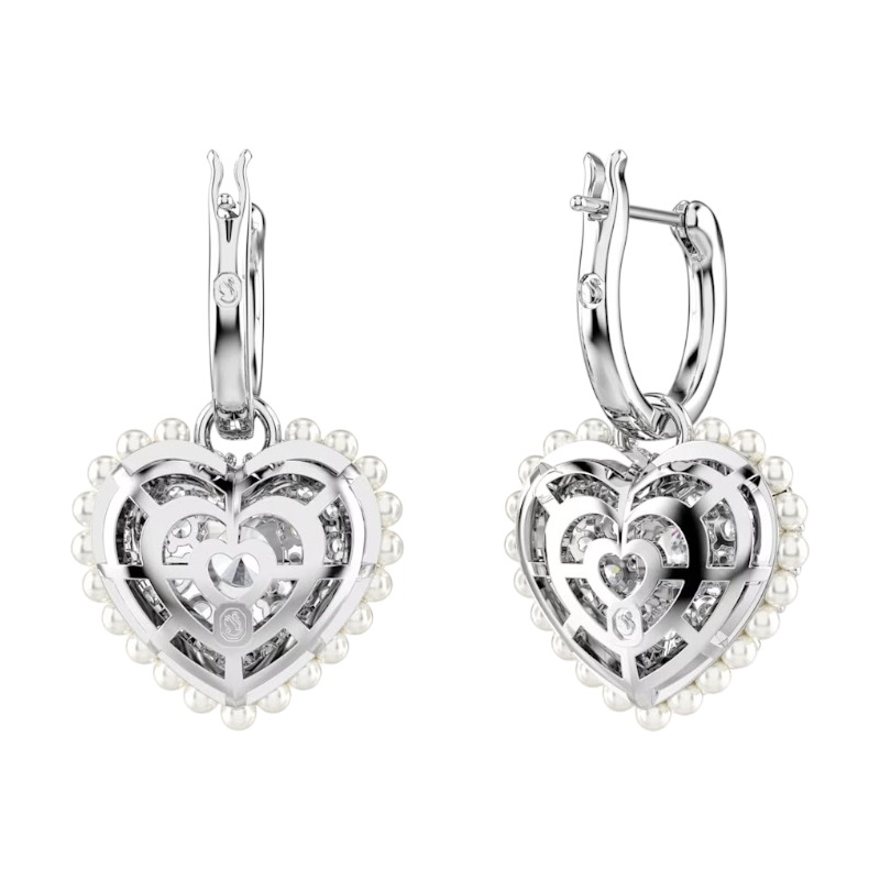 Swarovski Hyperbola Heart Drop Earrings, White and Rhodium Plated