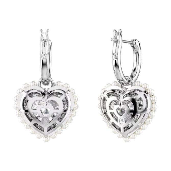 Swarovski Hyperbola Heart Drop Earrings, White and Rhodium Plated