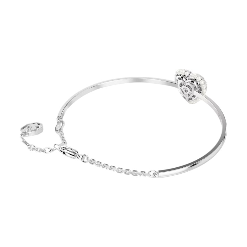 Swarovski Hyperbola Heart Bangle, White and Rhodium Plated | 5684385 ...