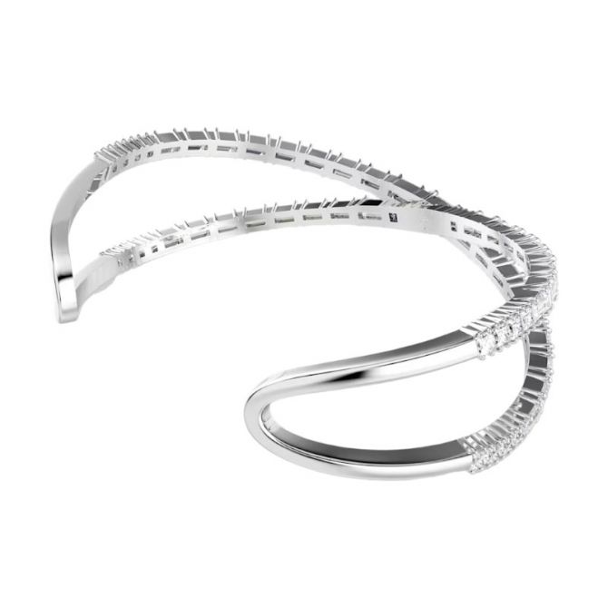 岩礁　55NS 27cm Swarovski Hyperbola White and Rhodium Plated Infinity Cuff