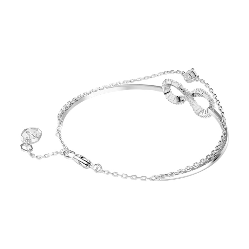 Swarovski Hyperbola Infinity Bangle, White and Rhodium Plated