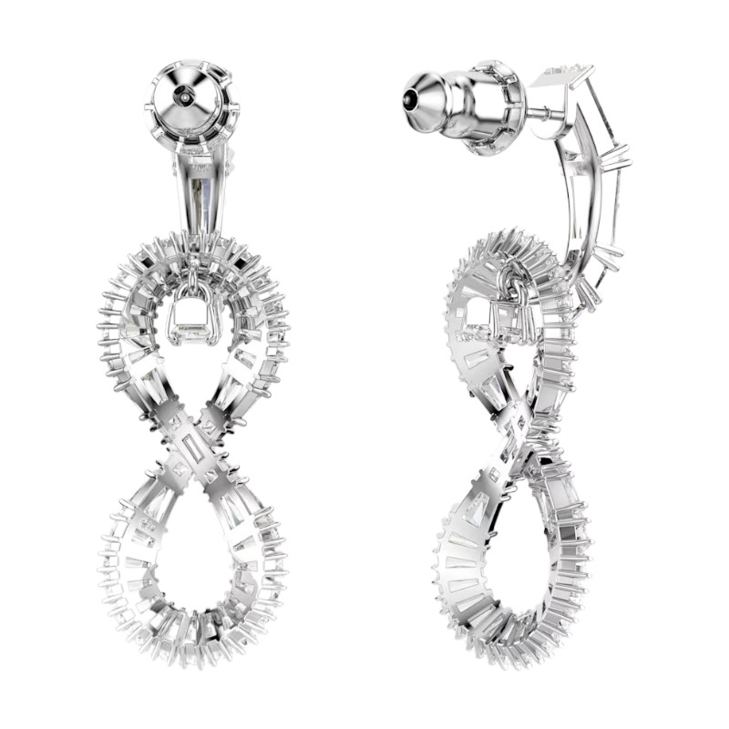 Swarovski Hyperbola Infinity Drop Earrings, White and Rhodium Plated