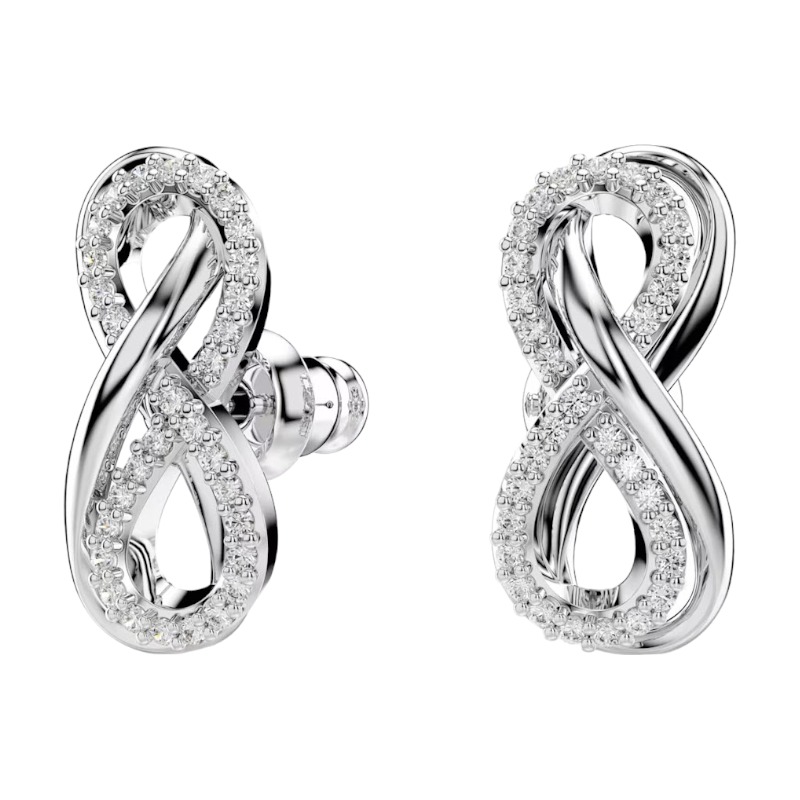 Swarovski Hyperbola Infinity Stud Earrings, White and Rhodium Plated