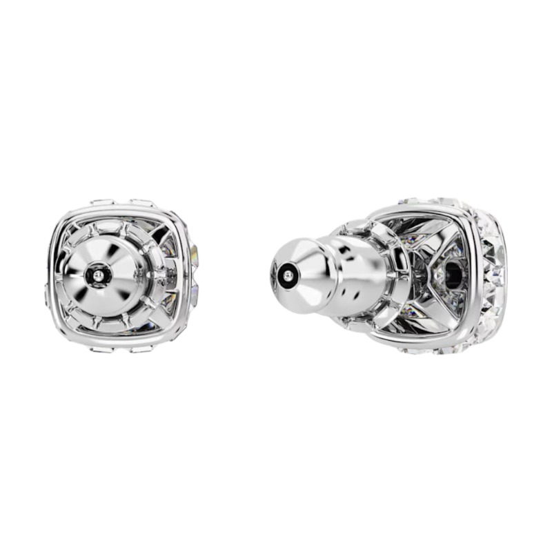 Swarovski April Birthstone Square Cut Stud Earrings, White and Rhodium Plated