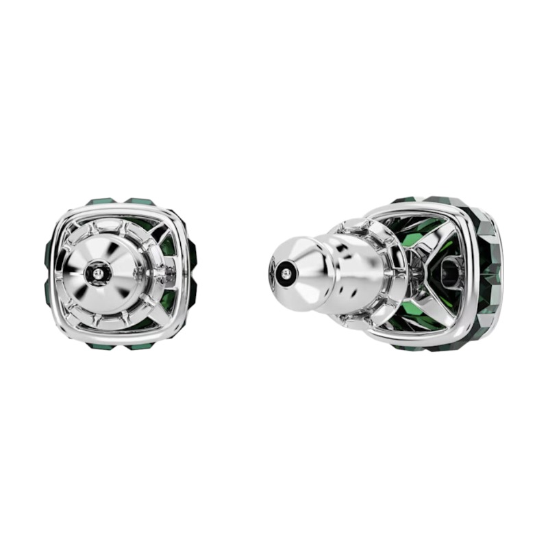 Swarovski May Birthstone Square Cut Stud Earrings, Green and Rhodium Plated