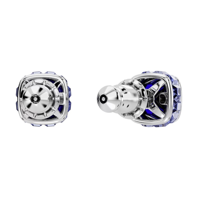 Swarovski September Birthstone Square Cut Stud Earrings, Blue and Rhodium Plated