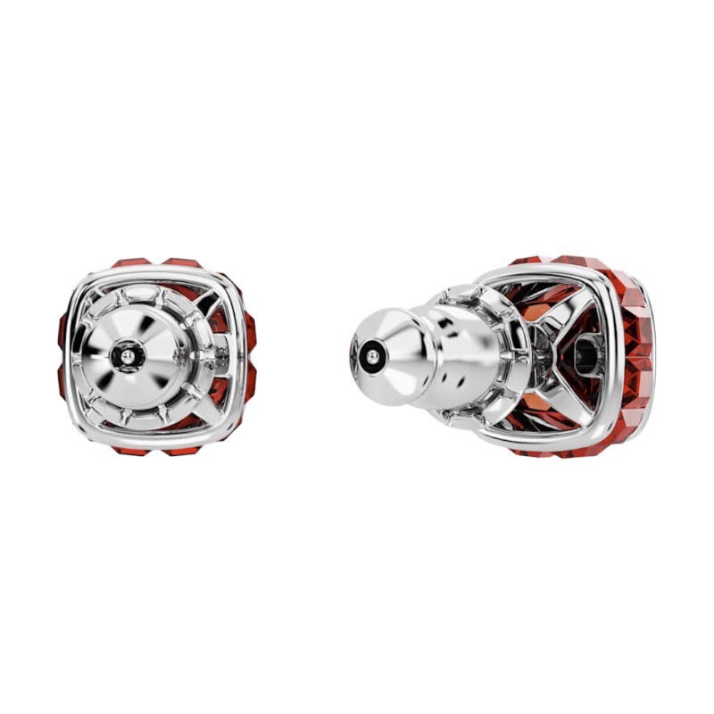 Swarovski July Birthstone Square Cut Stud Earrings, Red and Rhodium Plated