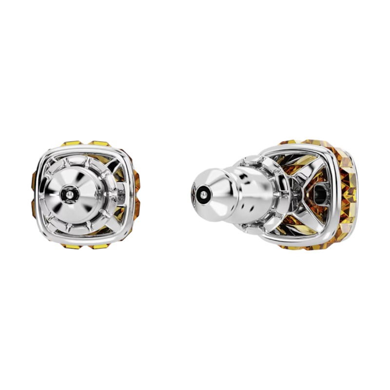 Swarovski November Birthstone Square Cut Stud Earrings, Yellow and Rhodium Plated