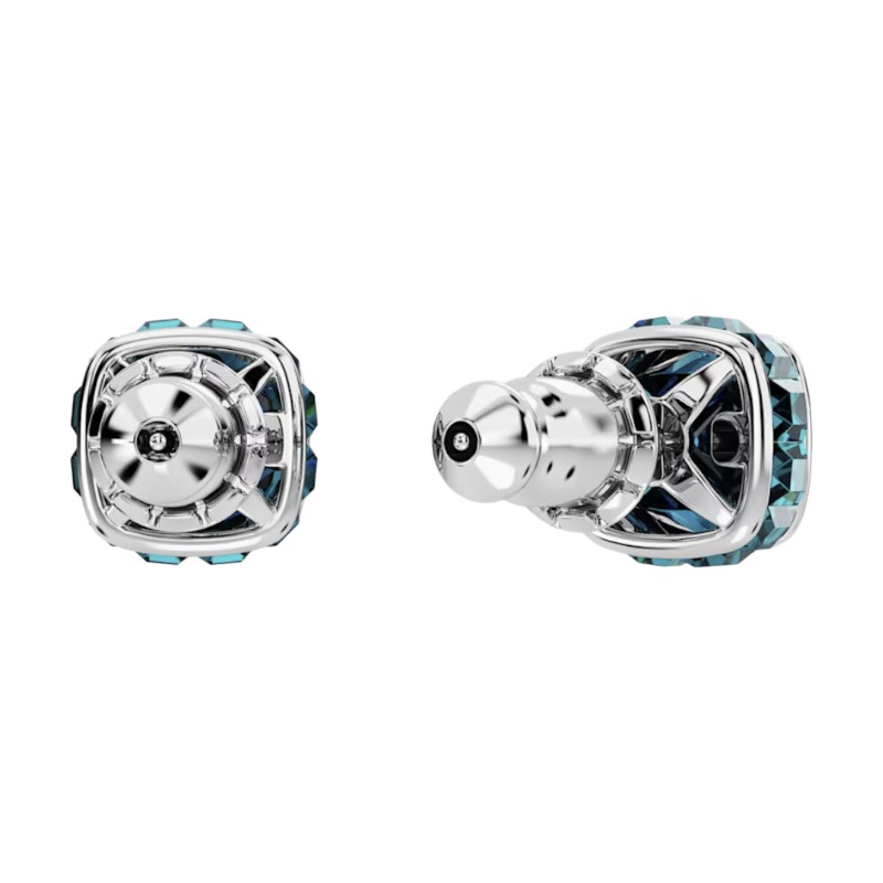 Swarovski December Birthstone Square Cut Stud Earrings, Blue and Rhodium Plated