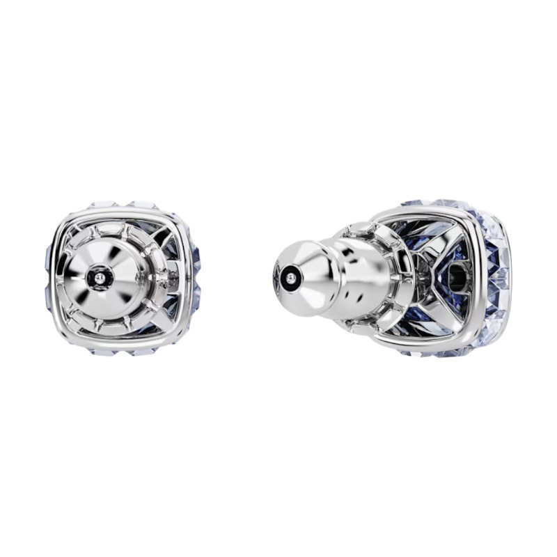 Swarovski March Birthstone Square Cut Stud Earrings, Blue and Rhodium Plated