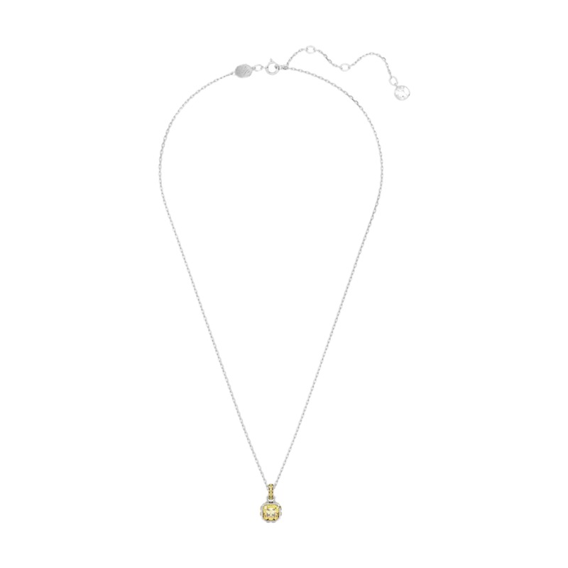 Swarovski November Birthstone Square Cut Pendant Necklace, Yellow and Rhodium Plated