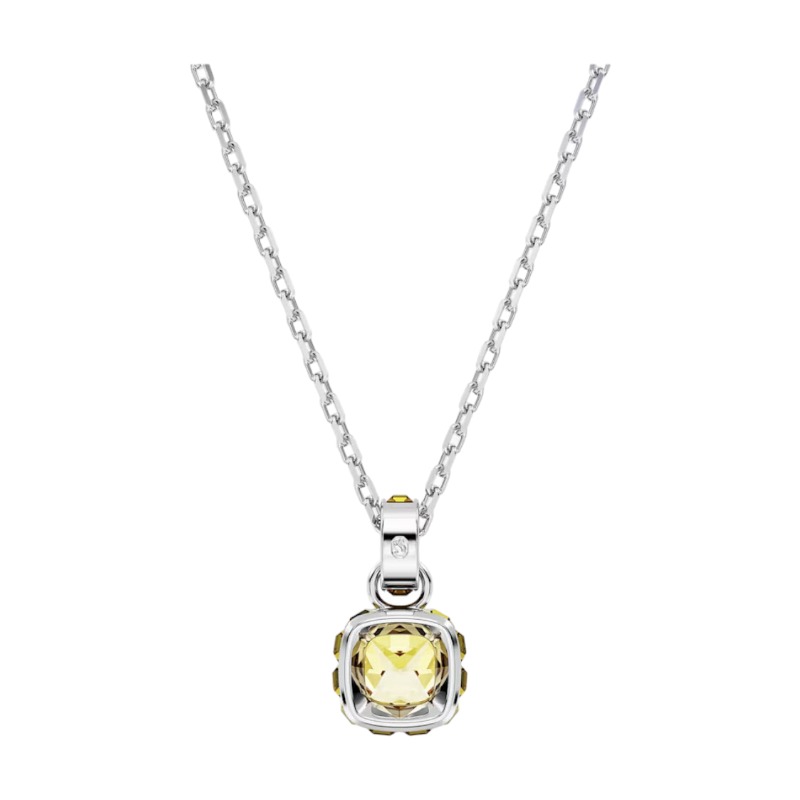Swarovski November Birthstone Square Cut Pendant Necklace, Yellow and Rhodium Plated