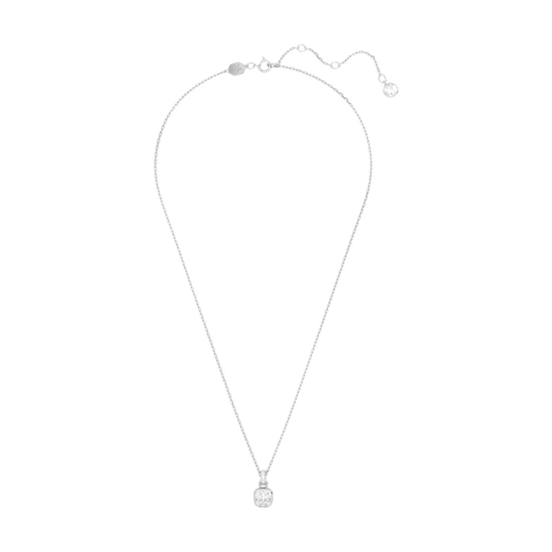 Swarovski April Birthstone Square Cut Pendant Necklace, White and Rhodium Plated