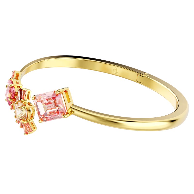 Swarovski Gema Mixed Cuts Bangle Large Bracelet, Pink and Yellow Gold Tone Plated