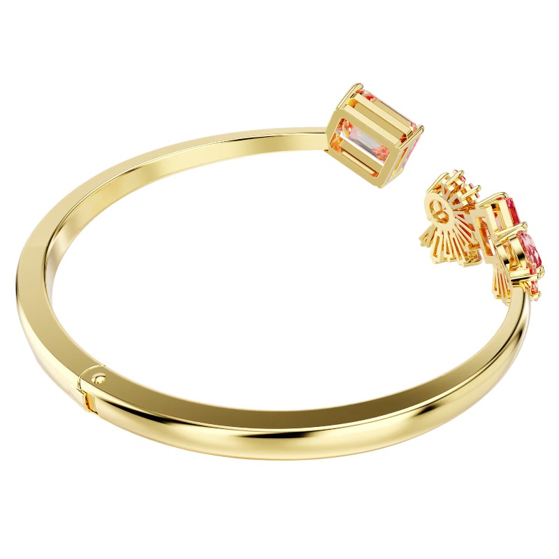 Swarovski Gema Mixed Cuts Bangle Large Bracelet, Pink and Yellow Gold Tone Plated