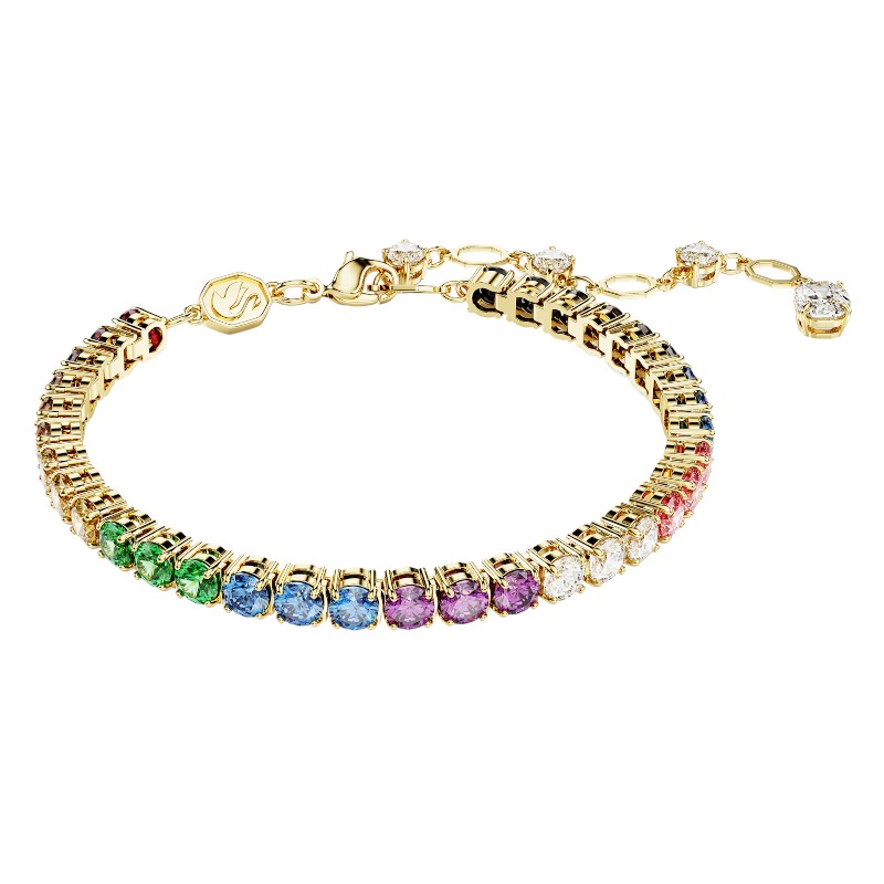 Swarovski Matrix Round Cut Bracelet, Multicolored and Gold Tone Plated