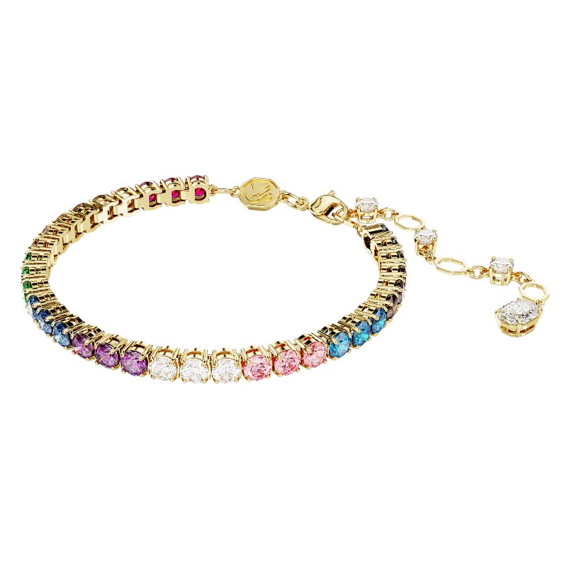 Swarovski Matrix Round Cut Bracelet, Multicolored and Gold Tone Plated