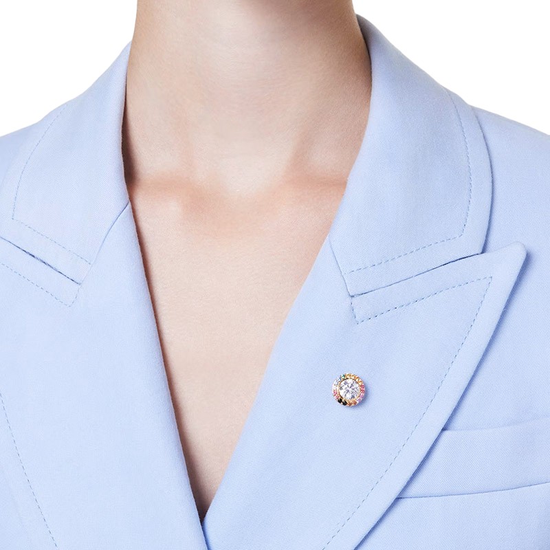 Swarovski Matrix Round Cut Tack Pin, Multicolored and Gold Tone Plated