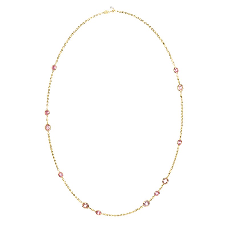 Swarovski Imber Octagon Cut Starndage Long Necklace, Pink and Gold Tone Plated