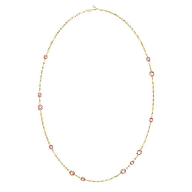 Swarovski Imber Octagon Cut Starndage Long Necklace, Pink and Gold