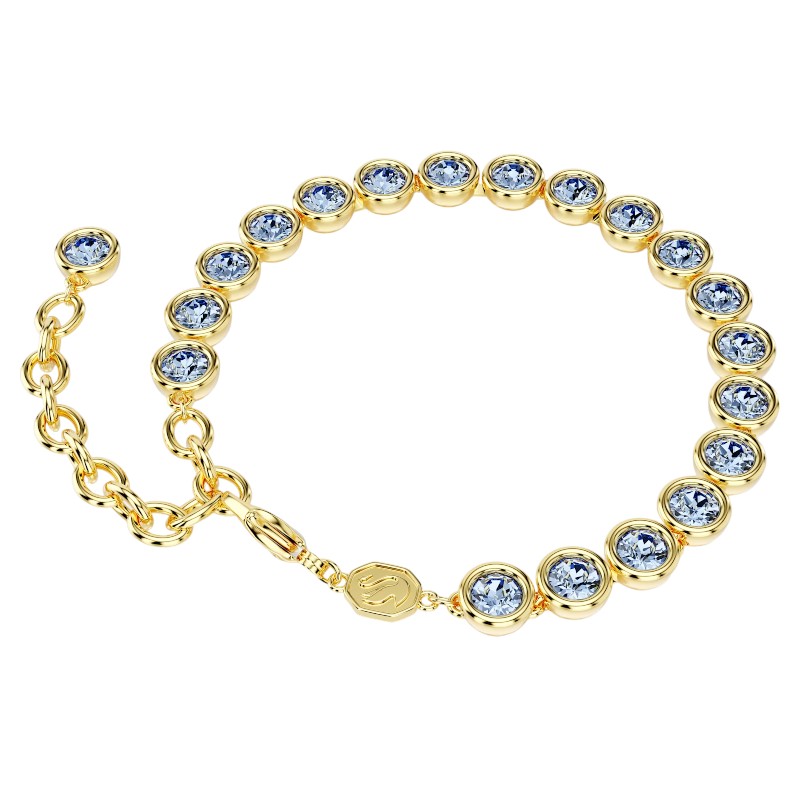 Swarovski Imber Round Cut Tennis Bracelet, Blue and Yellow Gold Tone