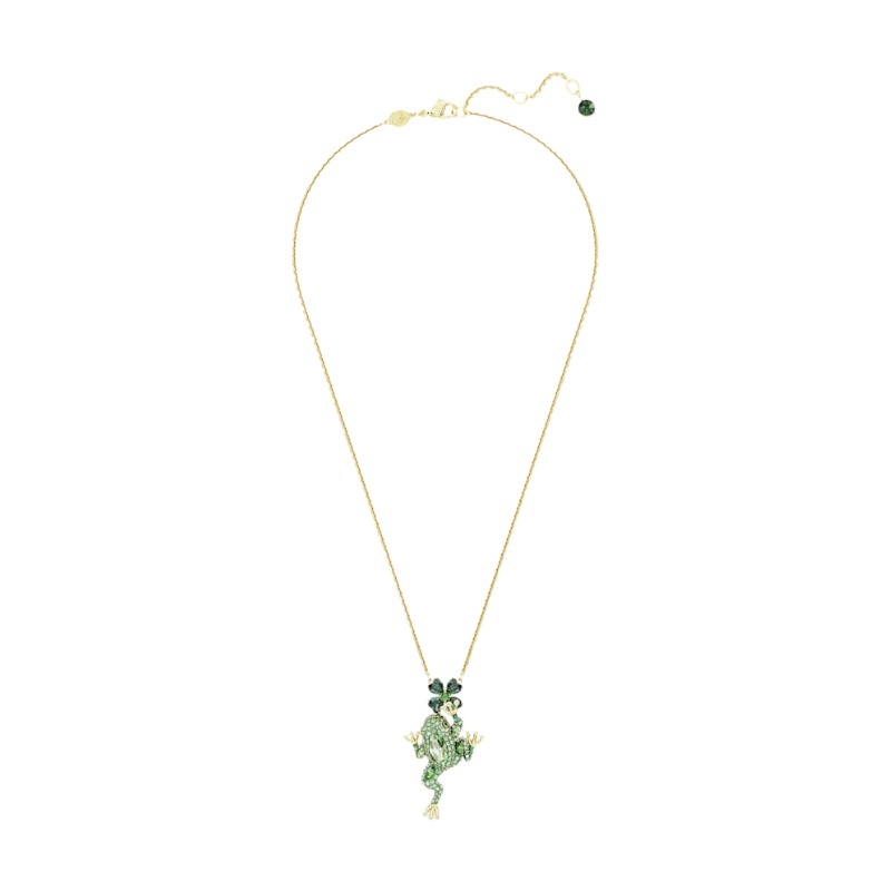 Swarovski Idyllia Frog Pendant Necklace, Green and Yellow Tone Plated