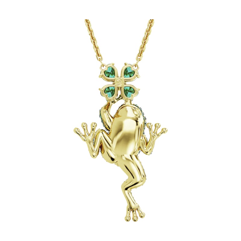 Swarovski Idyllia Frog Pendant Necklace, Green and Yellow Tone Plated