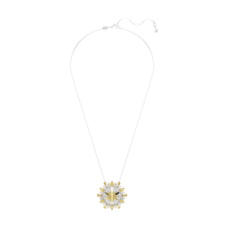 Swarovski Idyllia Flower Pendant Necklace and Brooch, Yellow and Rhodium Plated