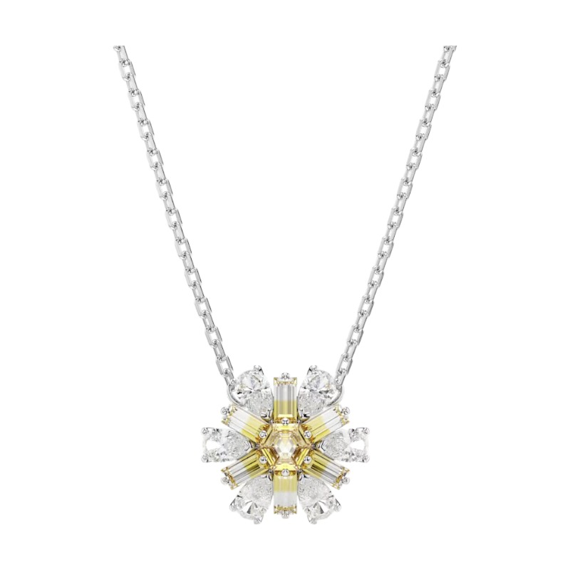 Swarovski Idyllia Flower Pendant Necklace, Yellow and Rhodium Plated