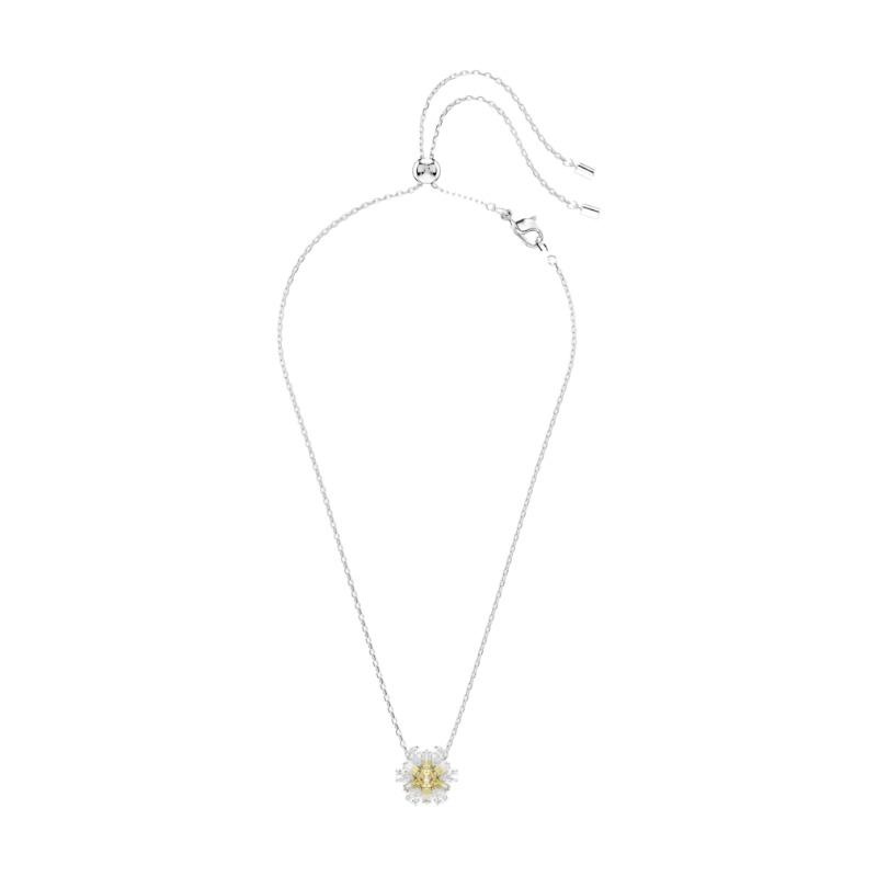Swarovski Idyllia Flower Pendant Necklace, Yellow and Rhodium Plated