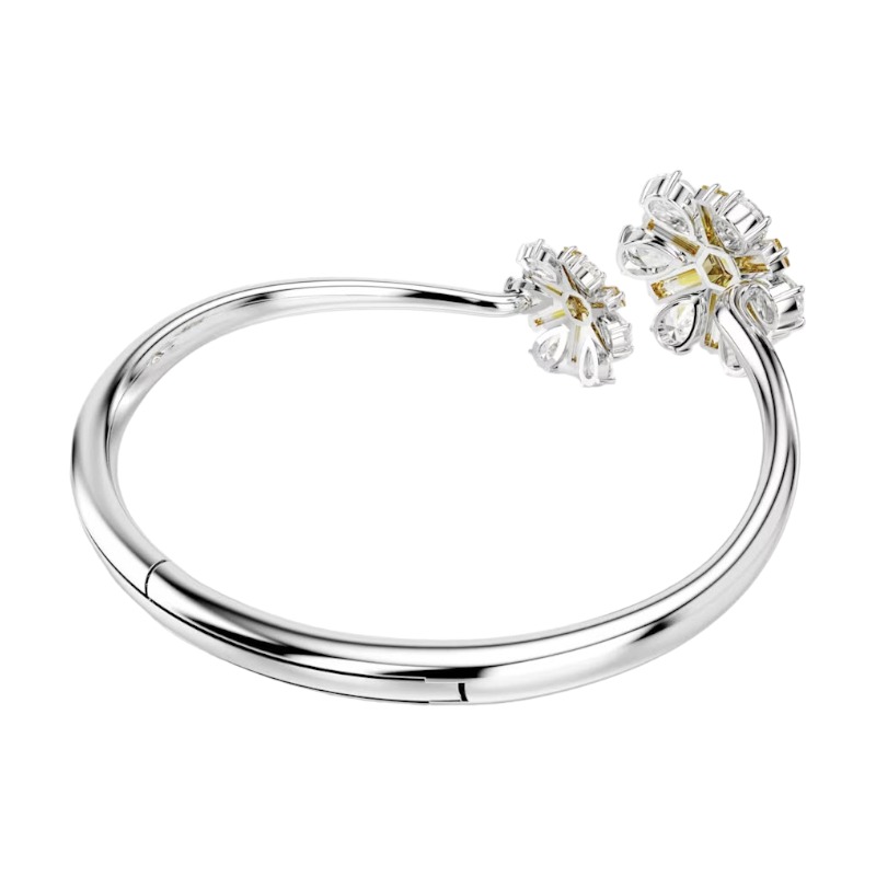 Swarovski Idyllia Flower Large Bangle, Yellow and Rhodium Plated