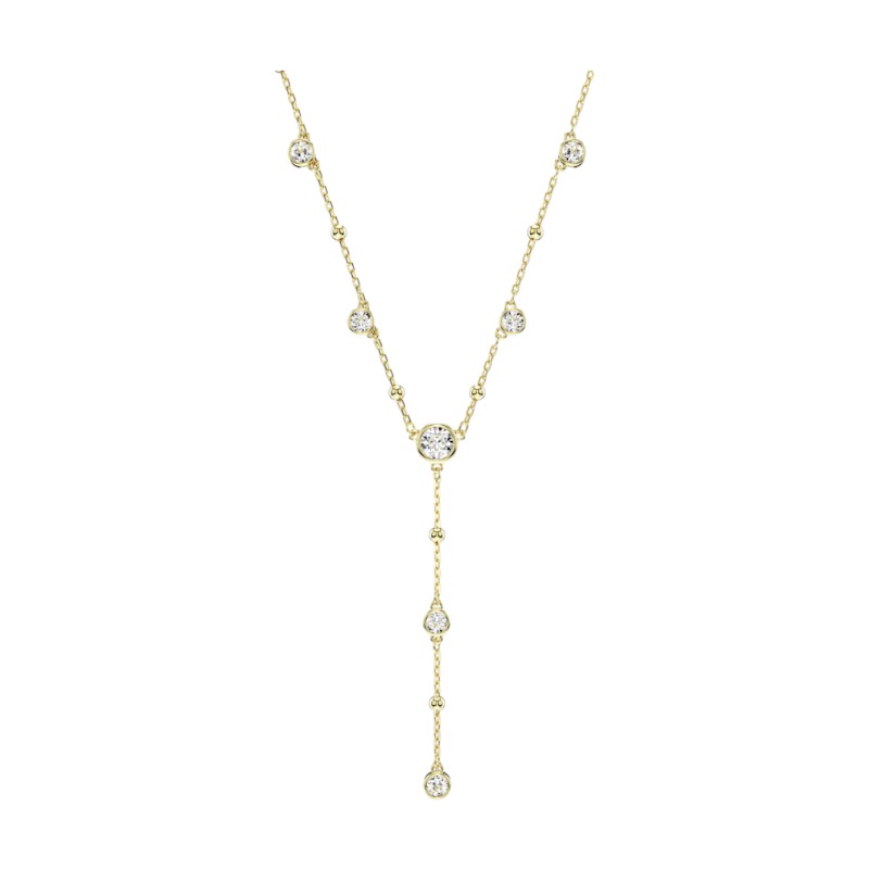 Swarovski Imber Round Cut Scattered Design Y Necklace, White and Yellow Gold Tone Plated