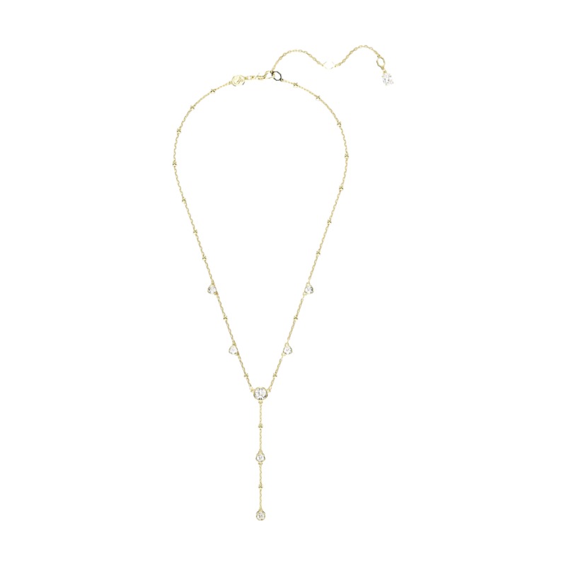 Swarovski Imber Round Cut Scattered Design Y Necklace, White and Yellow Gold Tone Plated