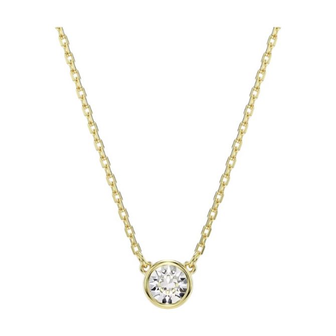 Swarovski Imber Round Cut Pendant, White and Yellow Gold Tone Plated