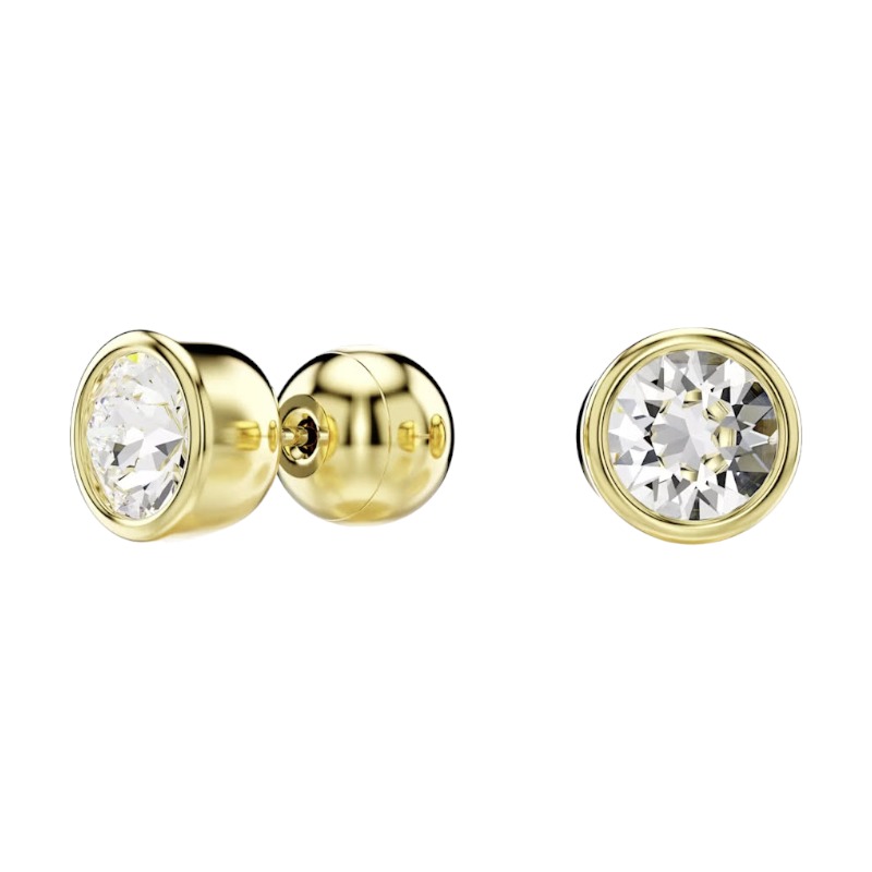 Swarovski Imber Round Cut Stud Earrings, White and Yellow Gold Tone Plated