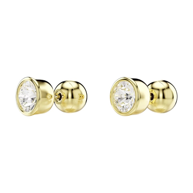 Swarovski Imber Round Cut Stud Earrings, White and Yellow Gold Tone Plated