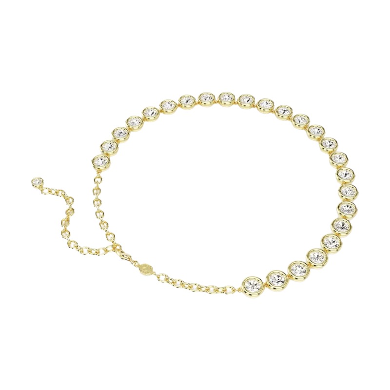 Swarovski Imber Round Cut Necklace, White and Yellow Gold Tone Plated