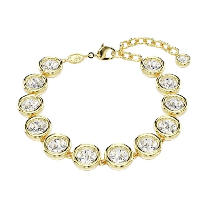 Swarovski Imber Round Cut Bracelet, White and Yellow Gold Tone Plated