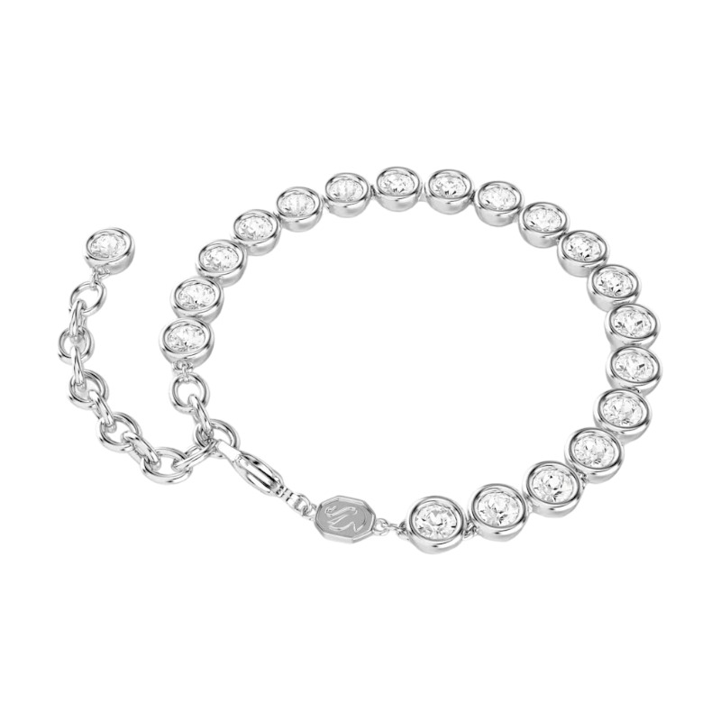 Swarovski Imber Round Cut Tennis Bracelet, White and Rhodium Plated