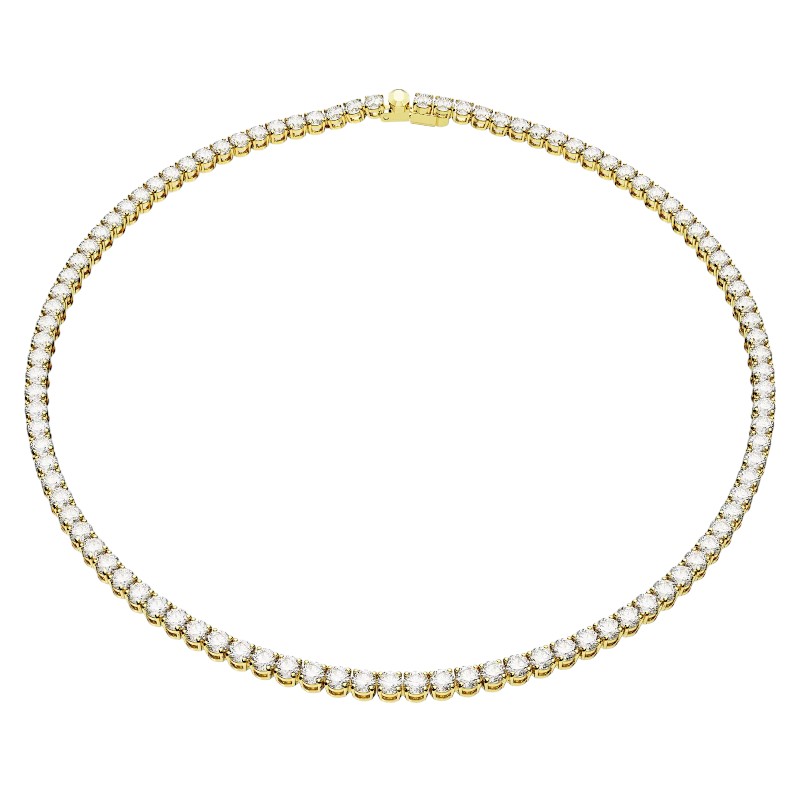 Swarovski Medium Matrix Round Cut Tennis Necklace, White and Gold Tone Plated