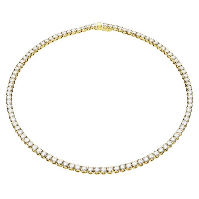 Swarovski Medium Matrix Round Cut Tennis Necklace, White and Gold Tone Plated