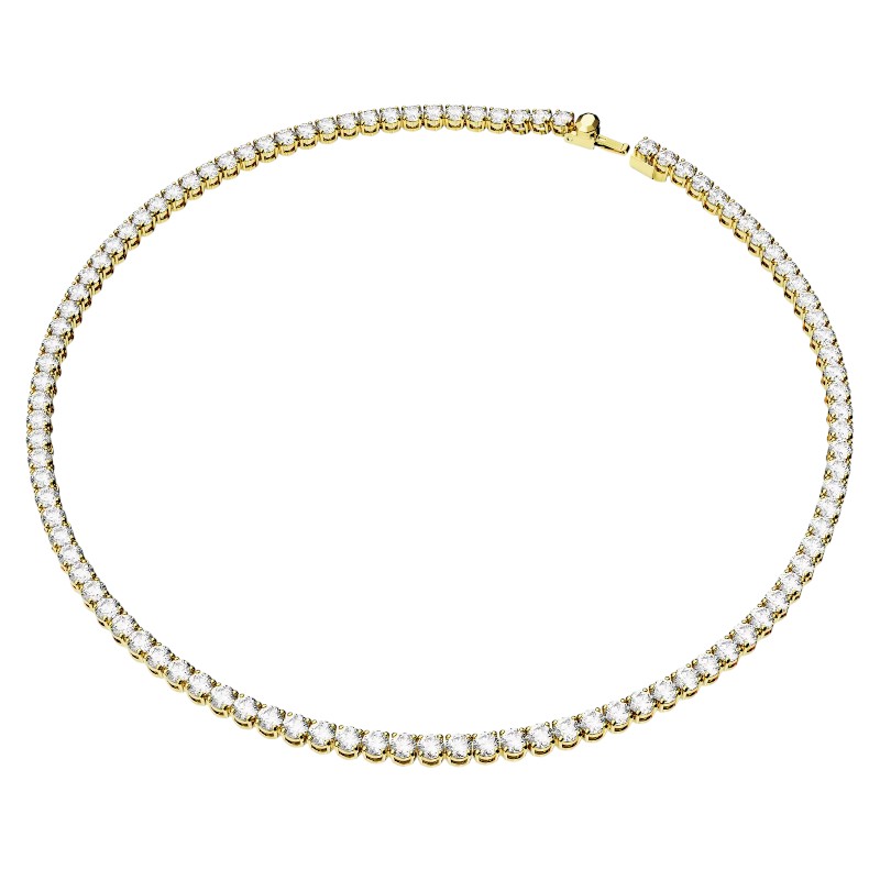 Swarovski Medium Matrix Round Cut Tennis Necklace, White and Gold Tone Plated