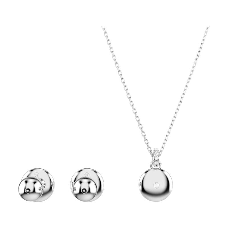Swarovski Meteora Necklace and Earring Set , White and Rhodium Plated